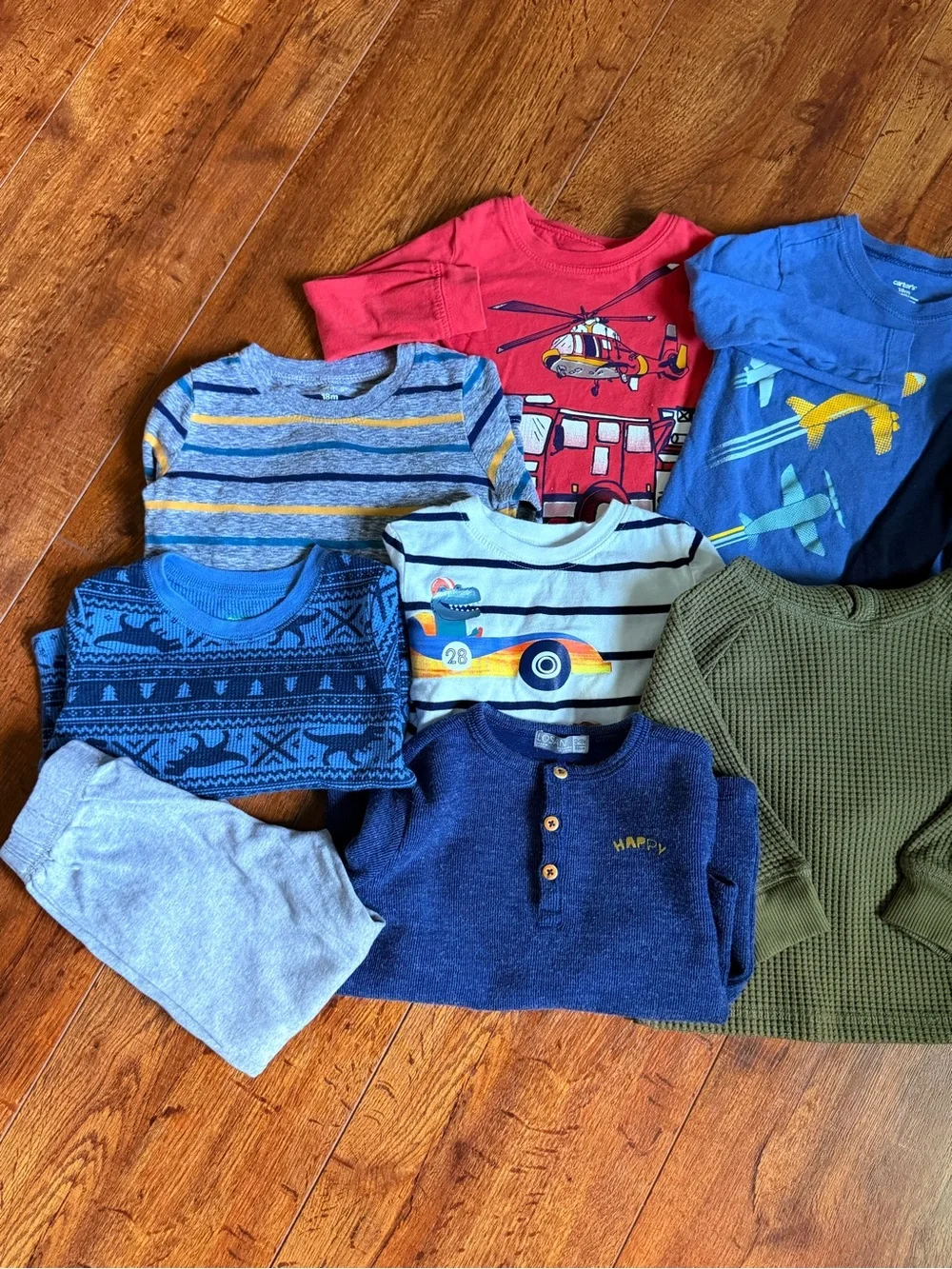 Carter's Multi-Color Kids Long-Sleeve Tee Bundle - Red, Blue, Green, Black